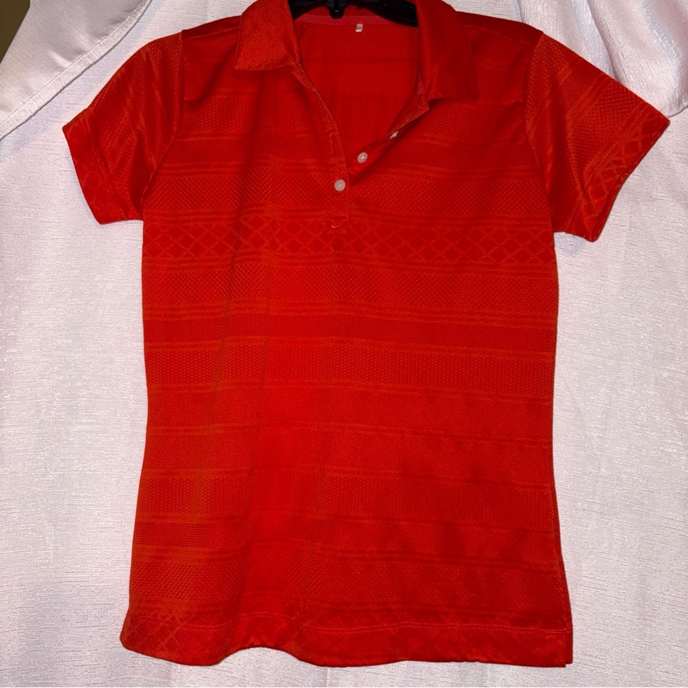 NIKE GOLF WOMENS TEXTURE POLO SHIRT DRI FIT Sz M 398357 BURNT ORANGE